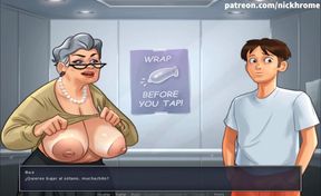 Summertime saga part 172 - granny show boobs in hospital ( Spanish sub )