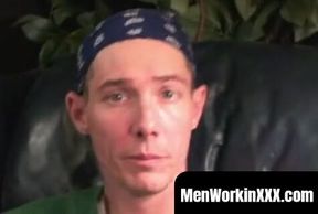 MenWorkinXXX.com - Rough gay flaunts his body and big cock while masturbating intense