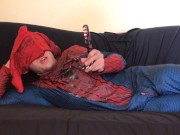 Spidey Spits & Gags On Dildo Tease & Denial JOI