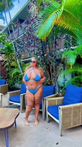 BBW MILF big belly big tits little bikini
