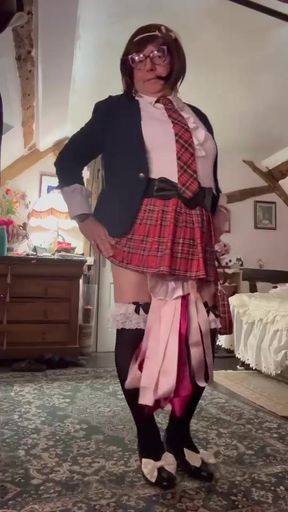 Dressed in a little Scottish skirt for an evening