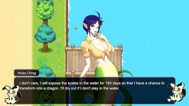 Mature sorceress entwines with serpentine lamia in ancient temple during Hentai Game Village Rhapsody episode seven