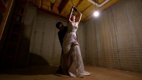 Bride Rosie Lynn slave training in dungeon