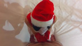 christmas gift blowjob by sexy blindfolded milf santa