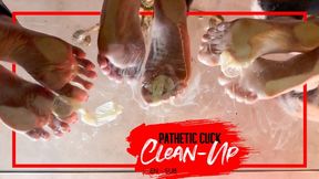 Nara, Bimby and Vibora humiliate a foot cleaning cuck with condoms and spit (1080 EN-sub) Foot Humiliation - Foot Cuckold - Foot Cum Eating - Spitting - Beta Humiliation - Cum Swallower