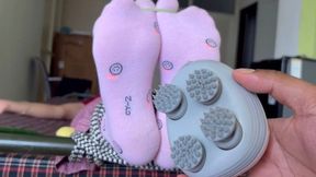 Beautiful Indian Wife in Pink Socks vs The Tickle Massager