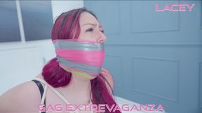 Lacey's Multi-Layered Gag Challenge H265 MP4 4K ( ball gag, tied up, cloth-stuffed Tegaderm gag, clear tape, wrap gag, black tape, silver tape, green bandage wrap, pink bandage wrap, silver PVC tape, multi-layered, gagged, moaning, bound )