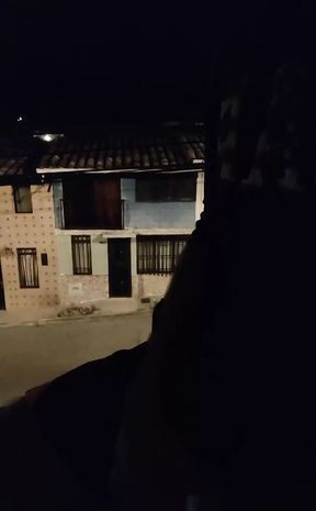 Jerking off in the stairs outside