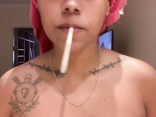 POV of Me Undressed, Smokin', Drinking Wine & Looking Delightsome