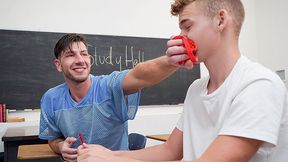 Twink Boy Jack Waters Gets Dominated And Bullied By Athletic Jock Jordan Starr In Class