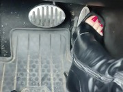 Hard pumping grinding stomping on my gas pedal with my stiletto boots