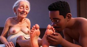 Elderly Granny Getting Feet Oiled &amp; Licked - Sole Licking Pleasure