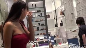 Raunchy shoppers get off on public peep shows - tits out in broad daylight'