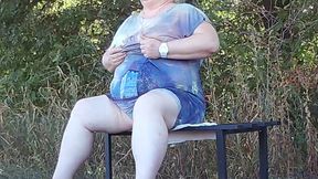 a friend in the park undresses and masturbates on a bench