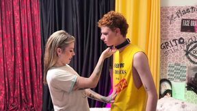 Hot, Tattooed Blonde and Her Submissive