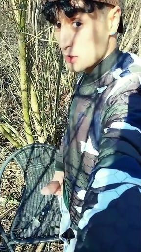 Twink Found Bottle with Anon Cum Outdoors so He Added His Cum There Too