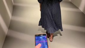 Naughty woman uses Lovense in public, gets pussy and ass fucked