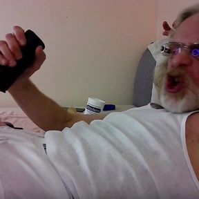 JerkinDad14 - Holiday Goon Bate Session Older Gay Man In Underwear Stroking Greasy Poz Dong Plus Massive Cumshot