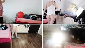 Amateur wife dances naked around the house, big nipples, big ass