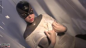 Large breasts pornstar mastrubate in latex