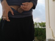 Early morning jerkoff outside in the garden