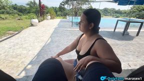 Caught my stepbrother masturbating with me by the pool