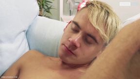 A blonde twink being nailed by a black dick