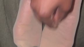 Sheer nylon foot tickle