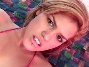 Hot blonde Latina in sexy lingerie gets pounded and creamed in bed
