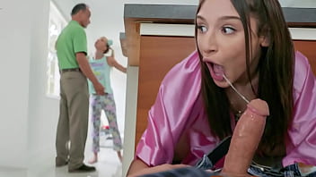 Two sneaky teens give POV blowjob to big-dicked friend