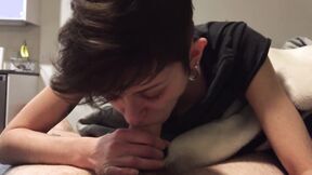 Sexy Kitchen Blowjob Unleashes Cumshot In Her Mouth