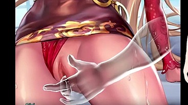 anime girl getting whipped and fingered