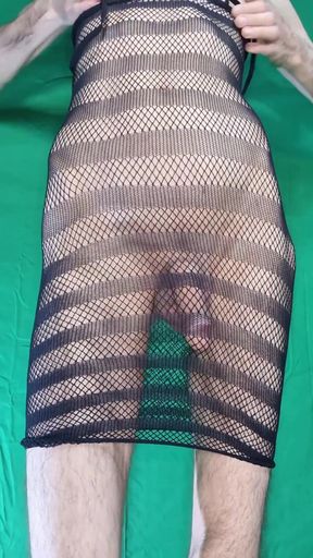 Black Fishnet Dress to Nude