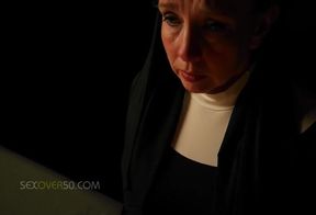 A Sexy MILF Nun is Seduced by Her Priest While She Prays and Worships At The Alter Of His Cock.