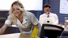 ”Office cleaning lady Kenna James's open for sweaty ass fucking”