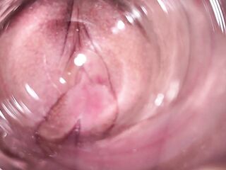 Camera deep inside Mia's teen creamy pussy