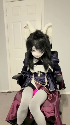 Furry Kigurumi Vibrating and Breathplay Collar   Clip 1