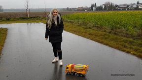 toy car crush in adidas dragon sneakers