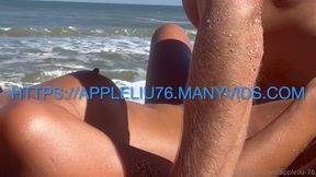 Hot Asian MILF wife gets missionary fucked on nude beach