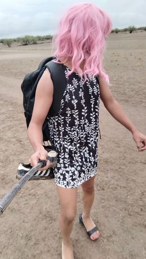 Cute small penis doll looks very rich walking in mini dress and sandals with very hot anus   Clip 1