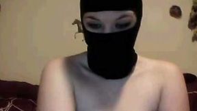 Pale skinned girl poking her twat with big sex toy
