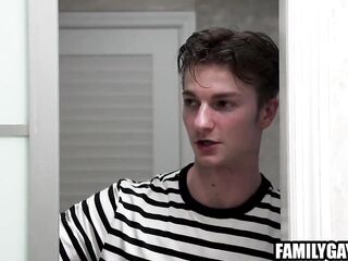 Stepdad and stepson shower jointly