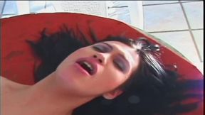 Luana, outstanding trans in white fishnets gets pounded outdoor