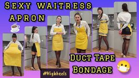 STUNNING WAITRESS SEXY TIGHT APRON FETISH BONDAGE DUCT TAPE .