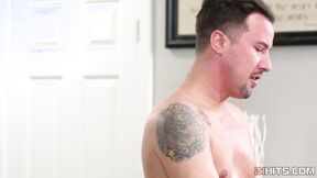 Hot wifey massaging me with oily tits