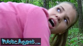 Public Porn Shy College Teen Fucks for Cash Outside in a Forest