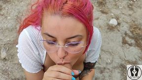 risky public outdoor blowjob fuck doggy cum in mouth pissing