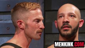 Dylan Strokes gets hot wax all over his chest before Adam Herst knocks down his ass