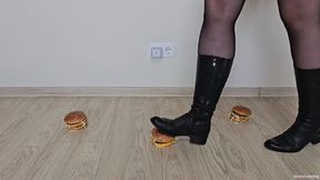Three Big Macs Crush in Flat Leather Boots