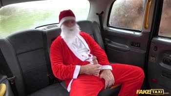 Rough Xmas Cheer: Fake Taxi Redhead's Hardcore Anal Threesome